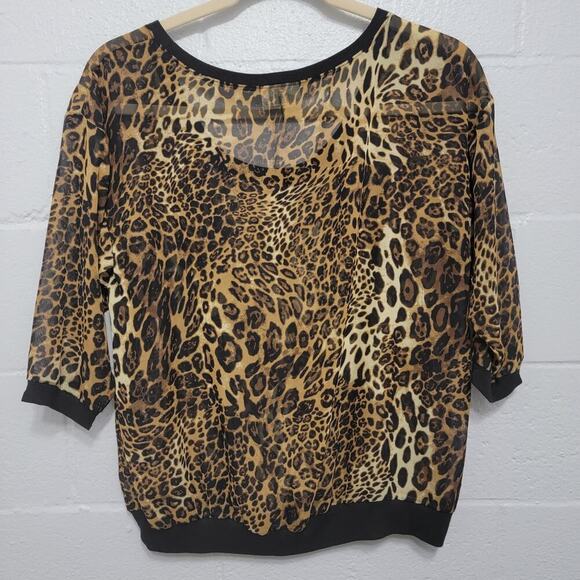 Bobbie Brooks Sheer Leopard Top 1x - Picture 6 of 8